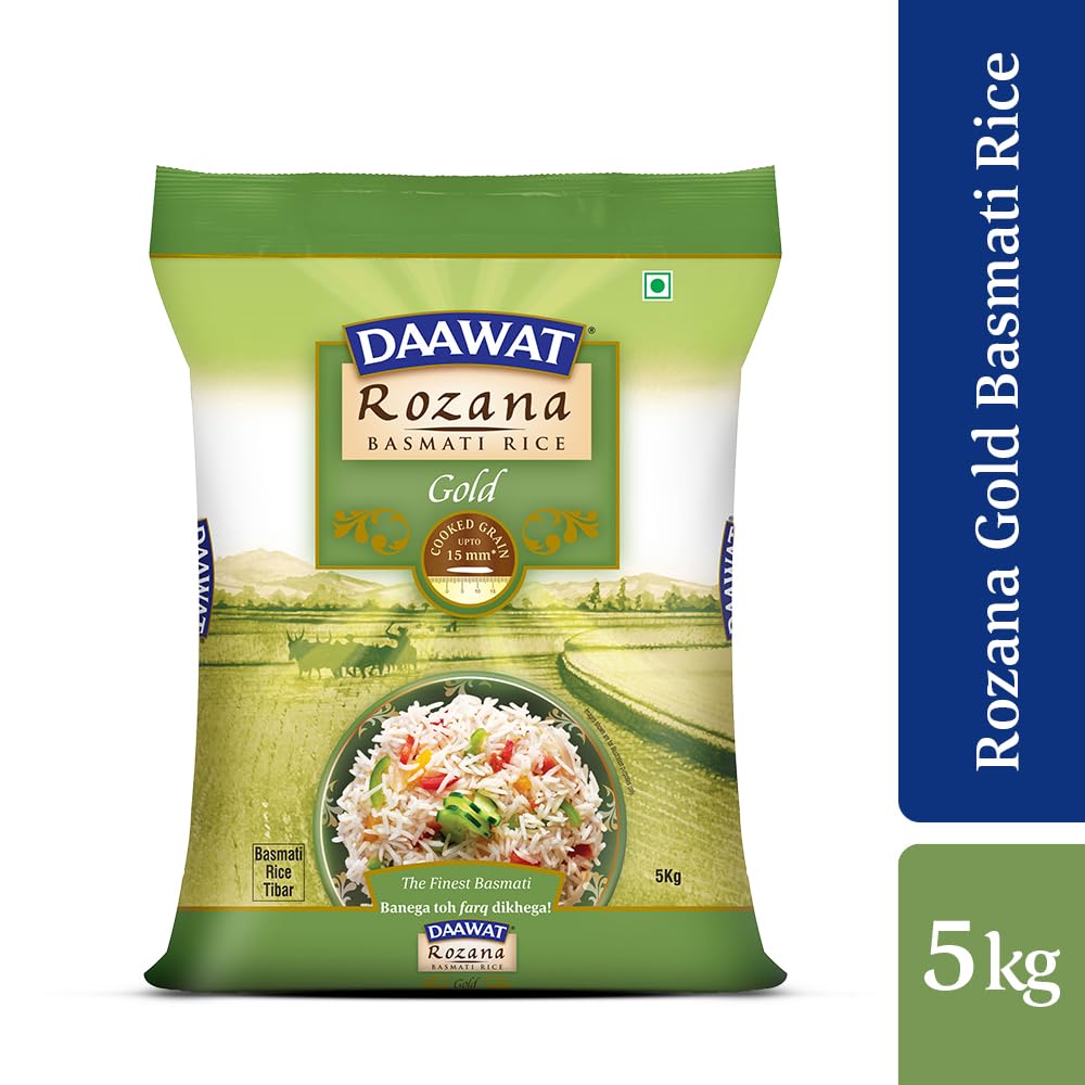 Daawat Rozana Basmati Rice Gold 5 kg (Cooked Grain upto 15 mm)