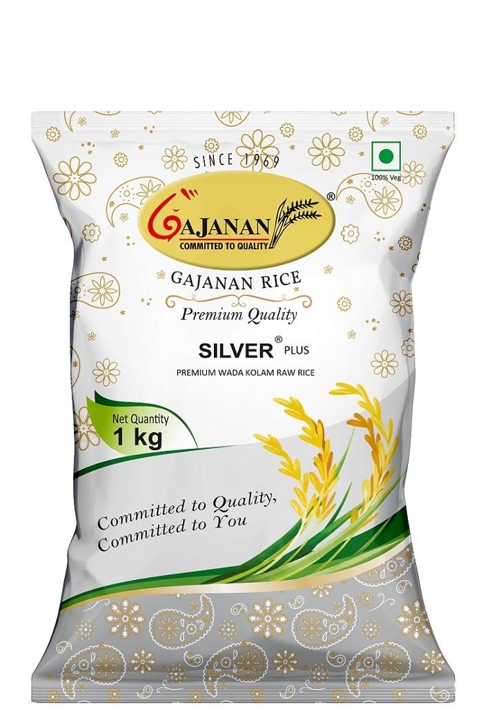 Gajanan Silver Plus Premium Wada Kolam Raw Rice 5 kg